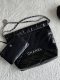 chanel 22 bag black Calfskin leather sliver hardware small
