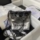 chanel 22 bag black silver gradient shiny Calfskin silver hardware mini