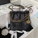 chanel 22 bag black Grained Calfskin gold hardware mini