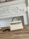 Hermes Mini Kelly II Handbag in Craie and Gris Pale Epsom Leather with Silver Hardware Hermes Mini Kelly II Handbag in Craie and Gris Pale Epsom Leather with Silver Hardware
