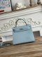 Hermes Mini Kelly II Epsom Handbag in Blue pale Silver Hardware
