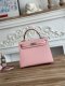 Hermes Mini Kelly II Epsom Handbag in Mauve Sylvest Silver Hardware