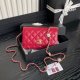 chanel 24k Embossed rhinestone chain woc Rose red shiny lambskin gold hardware