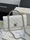 chanel 25p Enamel handle woc white Caviar calfskin sliver hardware