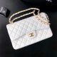 chanel cf white shiny lambskin gold hardware
