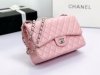 chanel cf pink shiny lambskin sliver hardware