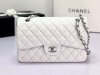 chanel cf white shiny lambskin sliver hardware