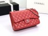 chanel cf red shiny lambskin sliver hardware