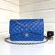 chanel cf Sapphire Blue shiny lambskin gold hardware
