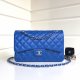 chanel cf Sapphire Blue shiny lambskin sliver hardware