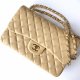 chanel cf Dark yellow shiny lambskin gold hardware