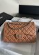 chanel cf Light Brown shiny lambskin sliver hardware