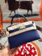 Hermes Mini Kelly II Chevre Handbag in Bleu ??lectrique Silver Haredware