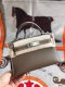 Hermes Mini Kelly II Chevre Handbag in Etoupe Silver Haredware