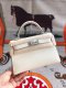 Hermes Mini Kelly II Chevre Handbag in Craie Silver Haredware