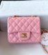 chanel mini cf pink shiny lambskin gold hardware