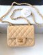 chanel mini cf beige shiny lambskin gold hardware