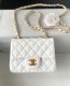 chanel mini cf white shiny lambskin gold hardware