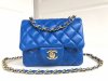 chanel mini cf blue shiny lambskin gold hardware