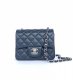 chanel mini cf navy shiny lambskin sliver hardware