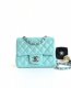 chanel mini cf Tiffany Blue shiny lambskin sliver hardware