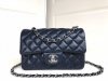 chanel cf Dark Blue shiny lambskin sliver hardware