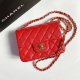 chanel mini cf red Caviar calfskin gold hardware