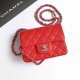 chanel mini cf red Caviar calfskin sliver hardware