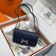 Hermes Constance Elan Epsom Shoulder Bag in Deep Bleu Silver Hardware