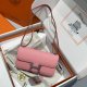 Hermes Constance Elan Epsom Shoulder Bag in Rose Azale Silver Hardware