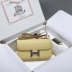 Hermes Constance Elan Epsom Shoulder Bag in Jaune Poussin Silver Hardware