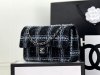 chanel cf Black blue tweed sliver hardware