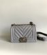 chanel leboy sliver Caviar Chevron Quilted sliver hardware small