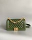 chanel leboy green Caviar Quilted gold hardware medium