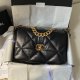 chanel 19 bag black shiny lambskin gold cc gold&sliver hardware medium chanel 19 bag black shiny lambskin gold cc gold&sliver hardware medium