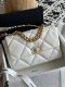 chanel 19 bag white shiny lambskin gold cc gold&sliver hardware medium chanel 19 bag white shiny lambskin gold cc gold&sliver hardware medium