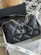 chanel 19 bag black shiny lambskin sliver cc gold&sliver hardware medium chanel 19 bag black shiny lambskin sliver cc gold&sliver hardware medium
