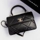 chanel top handle flap bag green Large Quilting lambskin gold hardware