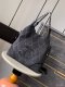 chanel tote bag black brown suede leather sliver hardware