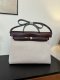 Hermes canvas and leather Herbag Bag Craie and Rouge Grenat