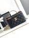 Chanel 24a diamond handle Vanity Case bag black caviar calfskin Gold Hardware