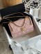 chanel 25s flap Double gold beads bag pink shiny calfskin gold hardware chanel 25s flap Double gold beads bag pink shiny calfskin gold hardware
