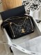 chanel 25s flap Double gold beads bag black shiny calfskin gold hardware chanel 25s flap Double gold beads bag black shiny calfskin gold hardware