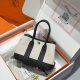 Hermes Garden Party MIni Bicolor Toile Officier Negonda Tote Craie and Black Hermes Garden Party MIni Bicolor Toile Officier Negonda Tote Craie and Black
