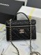chanel 25p Vanity Case Heart rhinestones bag black caviar calfskin gold hardware