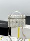 chanel 25c Vanity Case bag white/multicolor tweed quilted gold Hardware