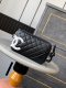 chanel Cambon hobo Underarm Bag black&white cc shiny lambskin sliver hardware
