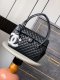 chanel cambon airport bag black&white cc shiny lambskin sliver hardware