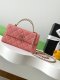 chanel 25a Cross handle horizontal kelly bag pink grained calfskin sliver hardware chanel 25a Cross handle horizontal kelly bag pink grained calfskin sliver hardware