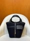 Hermes Cargo Picotin Toile Goeland Swift Picotin Lock 18 Blue Saphir and Black